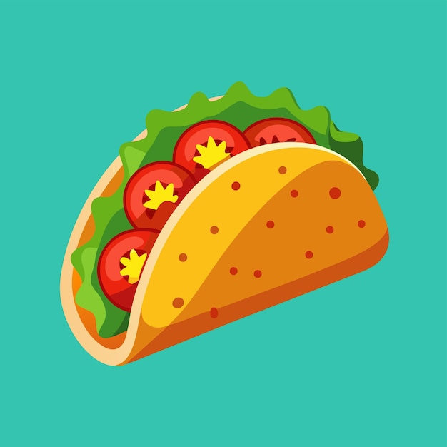 Vector fast food tacos with pork and vegetables