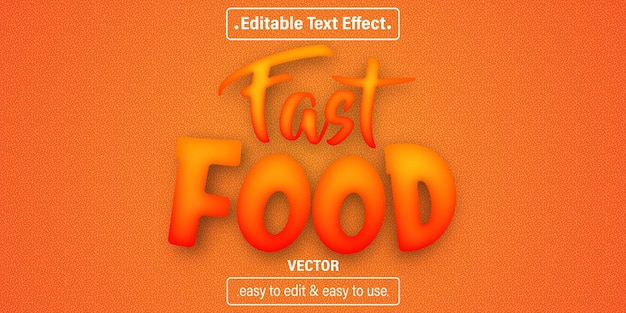Vettore effetto testo fast food, stile testo modificabile