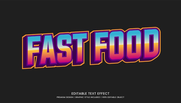 Vettore modello di effetto di testo per fast food design modificabile per logo e marchio aziendale