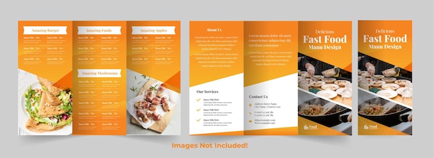 Vector fast food trifold template and food menu brochure design