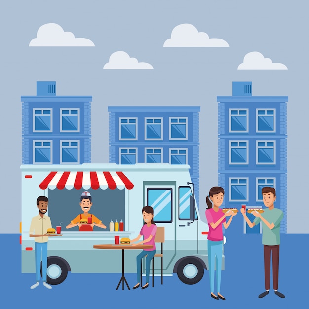 Vector fast food truck cartoon