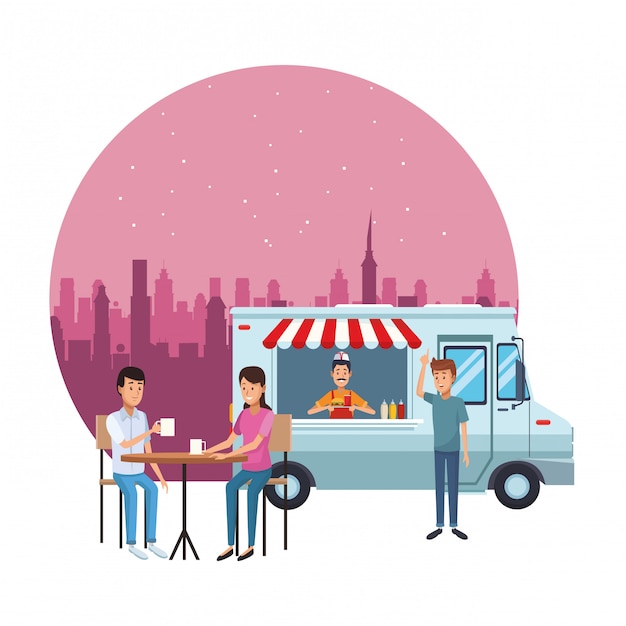 Vector fast food truck cartoon