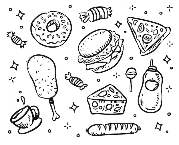 Fast food vector . fast food doodle