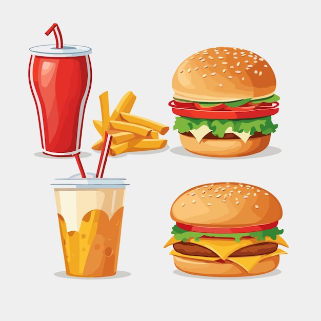 Vector fast food vector on white background