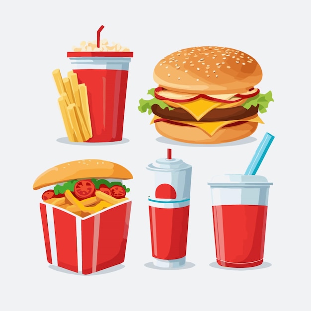 fast food vector on white background