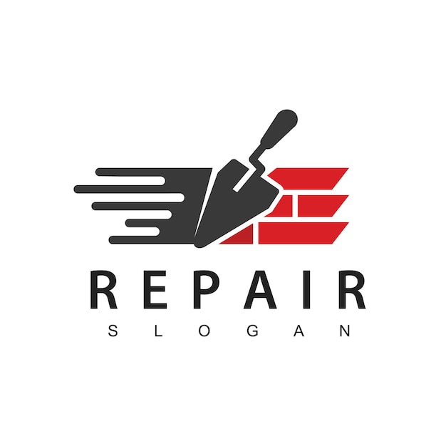 Быстрый ремонт дома и обслуживание логотипа шаблон кирпичный дизайн иллюстрация