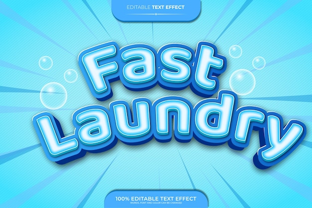 Fast laundry 3D Editable text effect vector illustration