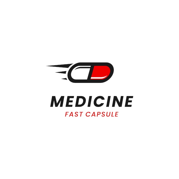 Fast medicine capsule pill hospital pharmacy delivery logo design