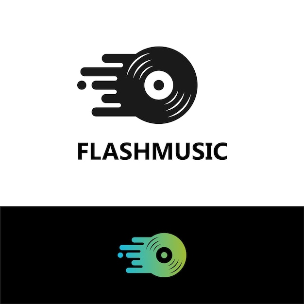 Fast music logo template premium vector