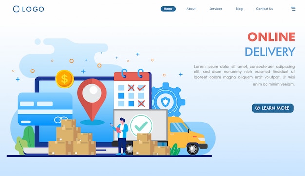 Fast online delivery landing page template