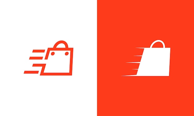 Fast online shop logo with shopping bag icon