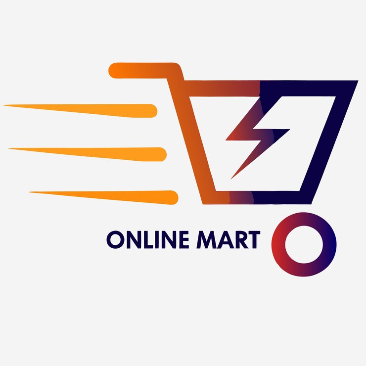 Vector fast online shopping cart logo for online mart