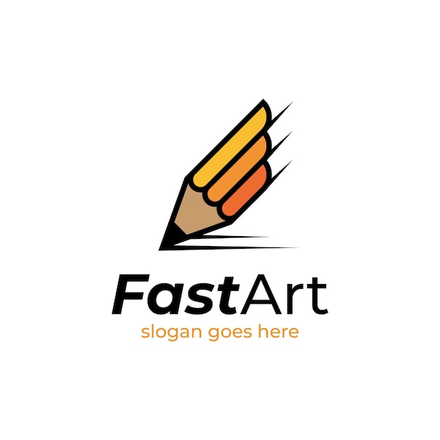 Fast pencil vector logo design speed art designer logo icon symbol