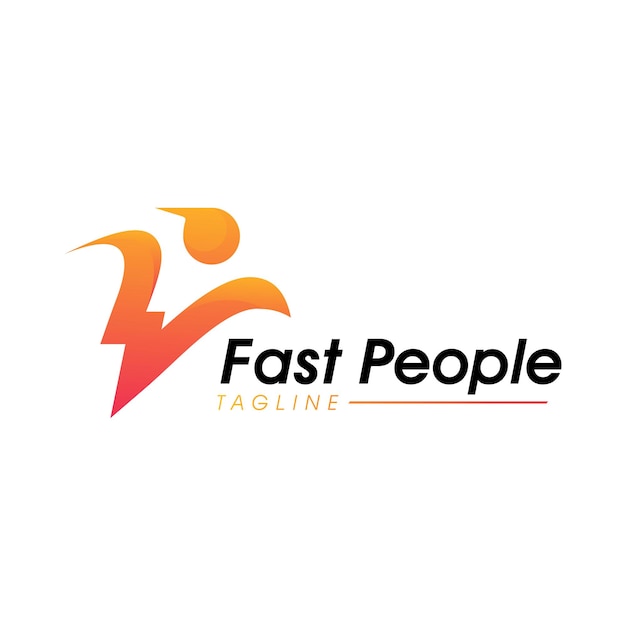 Fast people logo icon vector concept with lightning