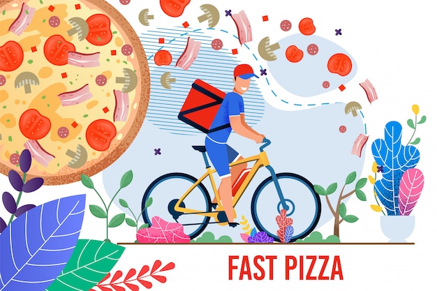 Fast Pizza illustration with man