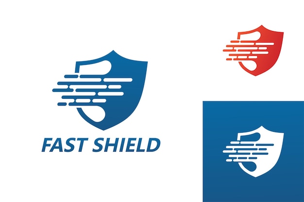 Fast shield logo template premium vector