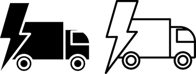 速い配送 アイコン 配送 トラック サイン シンボル グリフ ライン スタイル ベクトル イラスト