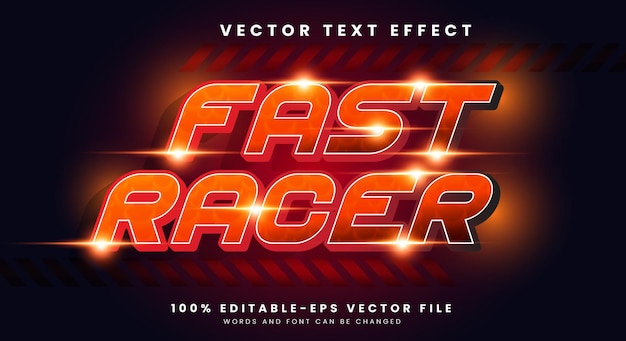 Vettore fast speed racer effetto di testo modificabile modello con stili di testo veloci e sportivi