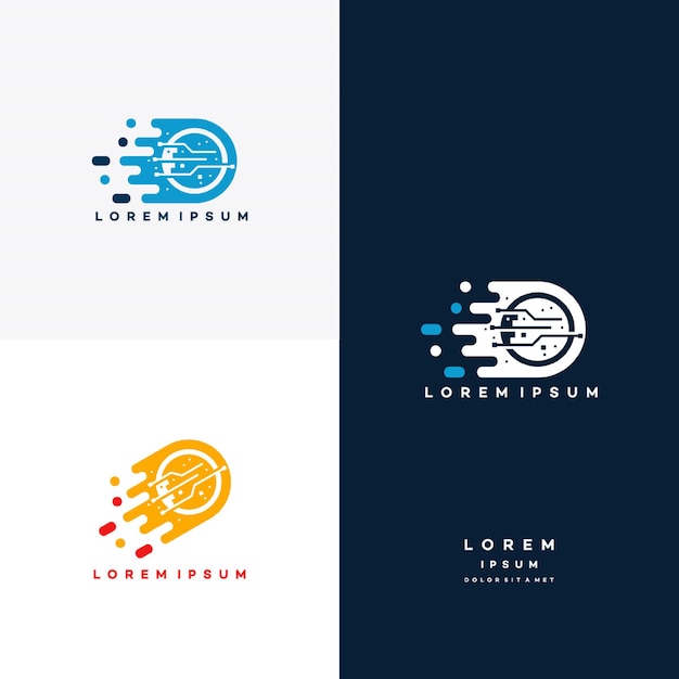 Fast Technology logo-ontwerpconcept, Wire tech logo-sjabloon