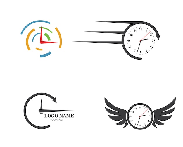 Vettore modello vettoriale per il disegno dell'illustrazione dell'icona del logo veloce nel tempo