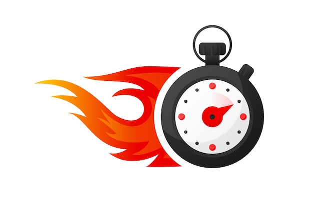 Vector fast timer clock and stopwatch countdown timer symbol icon label cooking symbols fast time