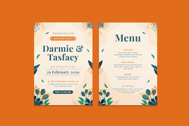 Fastal wedding invitation template