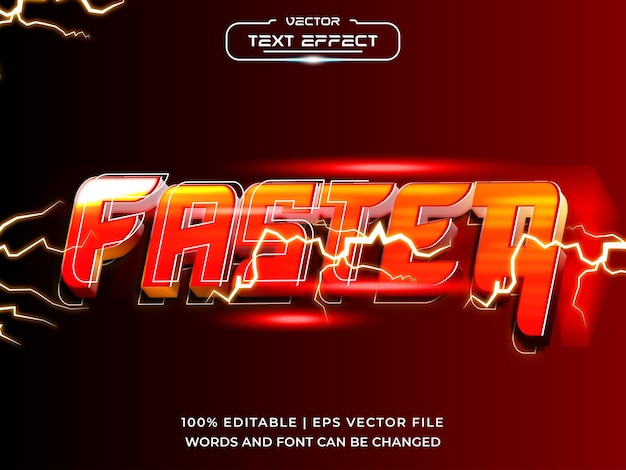 Vettore effetto testo 3d più veloce con testo mockup effetto fulmine