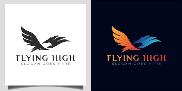 Vector faster flying high bird eagle, falcon, phoenix modern silhouette logo for brand identity