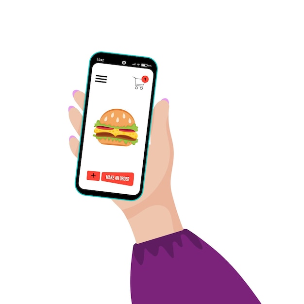 Fastfood bezorgservice Het concept van een online bezorgservice voor hamburger pizza fastfood Platte vectorillustratie