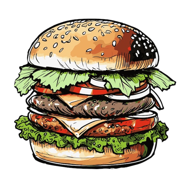 Vector fastfood burger vector kunst illustratie