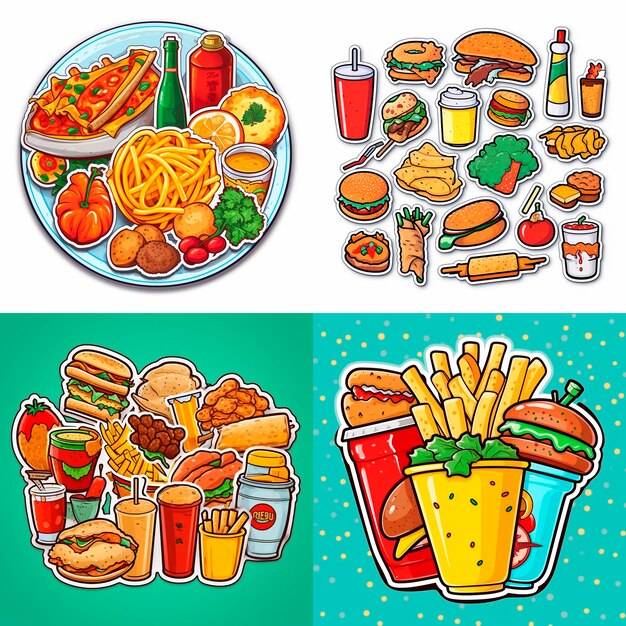 Vector fastfood and burgers sticker