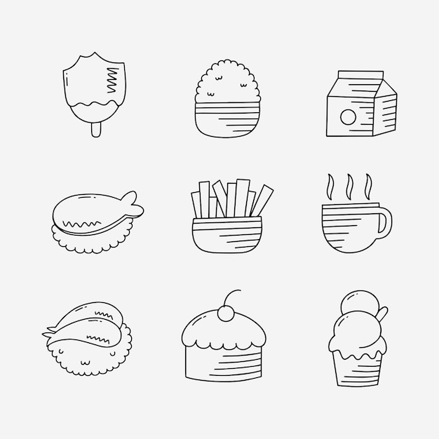 Fastfood doodle lijn vector illustratie