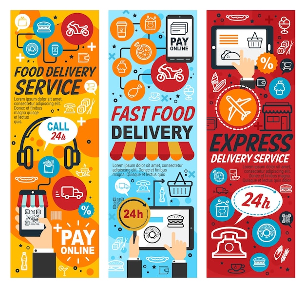 Fastfood express delivery service vector