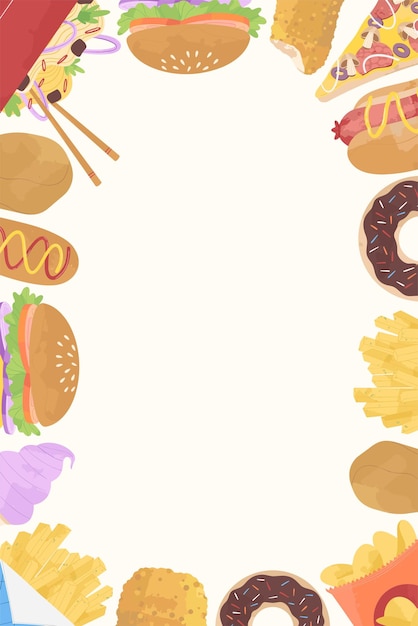 Fastfood illustratie frame achtergrond