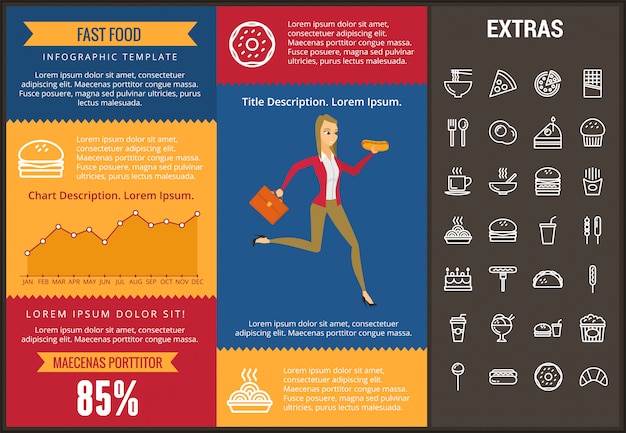 Fastfood infographic sjabloon en elementen