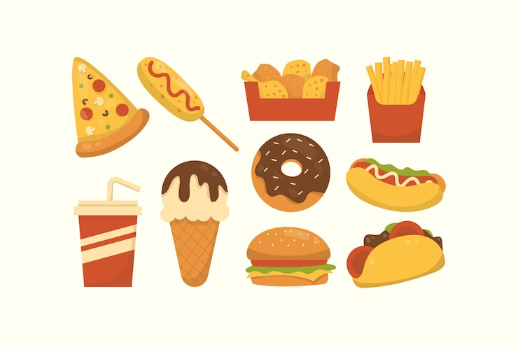Vector fastfood junkfood illustratie set