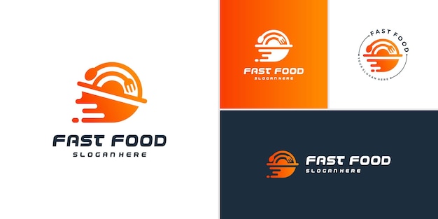 Fastfood-logo met creatieve elementstijl Premium Vector