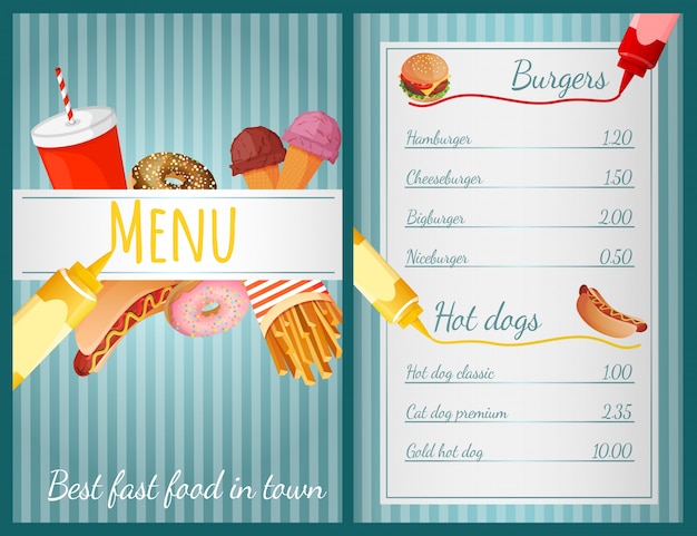 Vector fastfood menu