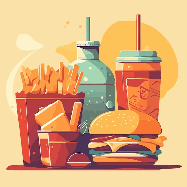 Vector fastfood platte vectorillustratie