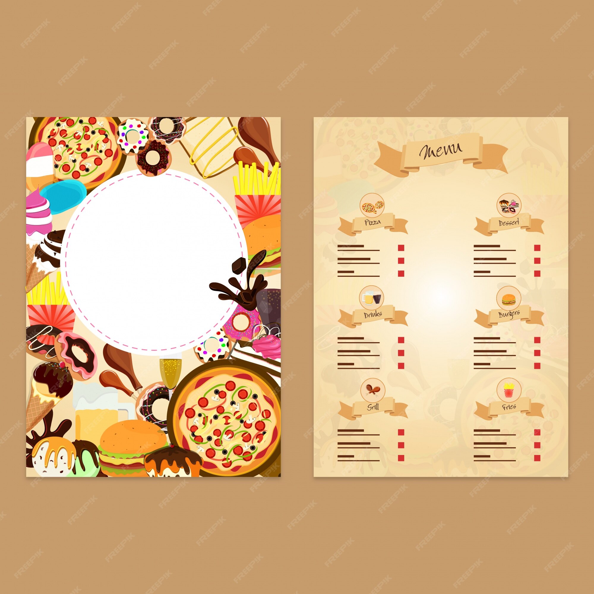 Premium Vector | Fastfood restaurant menu card design