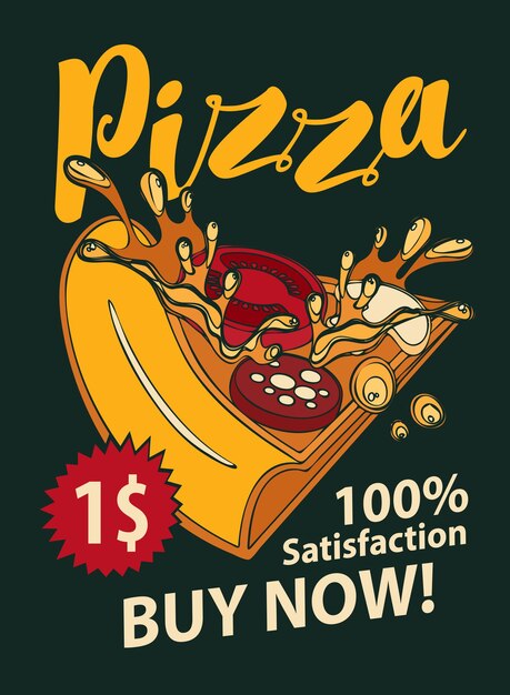 Vector fastfoodposter met pizza