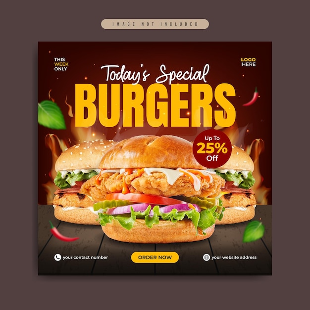 Vector fastfoodrestaurantbedrijf marketing social media post of webbanner