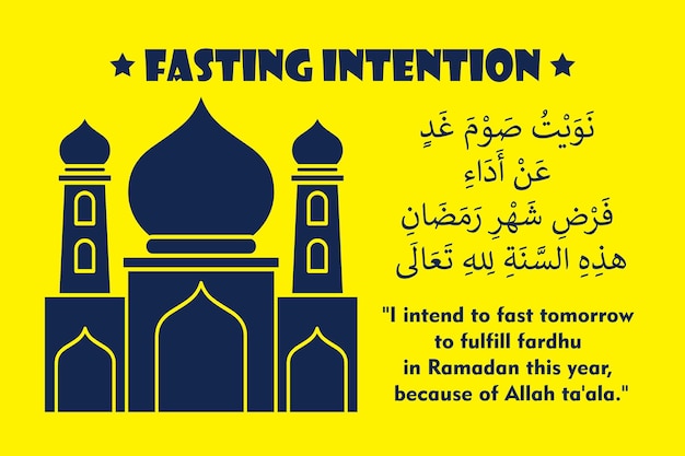 Fasting intention ramadan card background wallpaper cartoon vector illustration