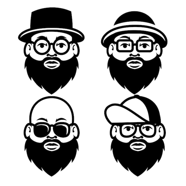 Fat Bald Beard Man mascot logo illustration