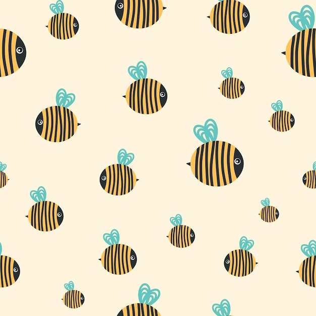 Fat bee. Semless vector pattern