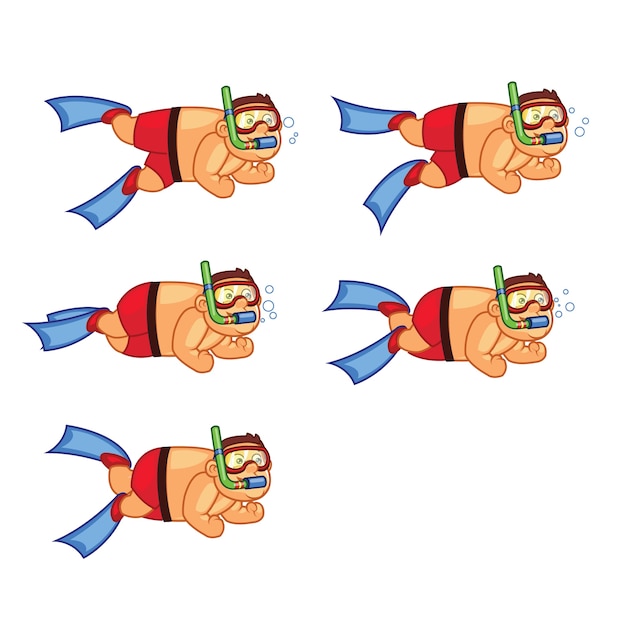 Fat boy diver cartoon animation sprite