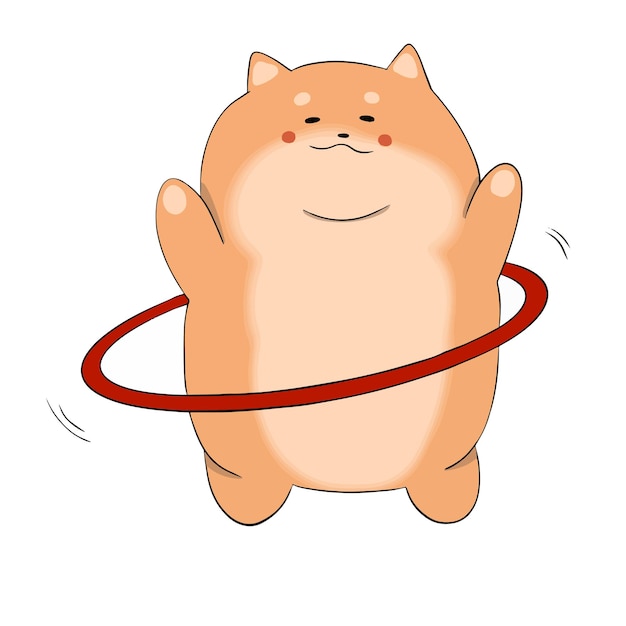 A fat cat spins a hoop in the fitness room to lose weight and lose weight