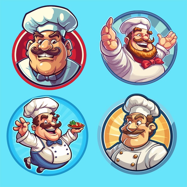 fat chef logo design vector