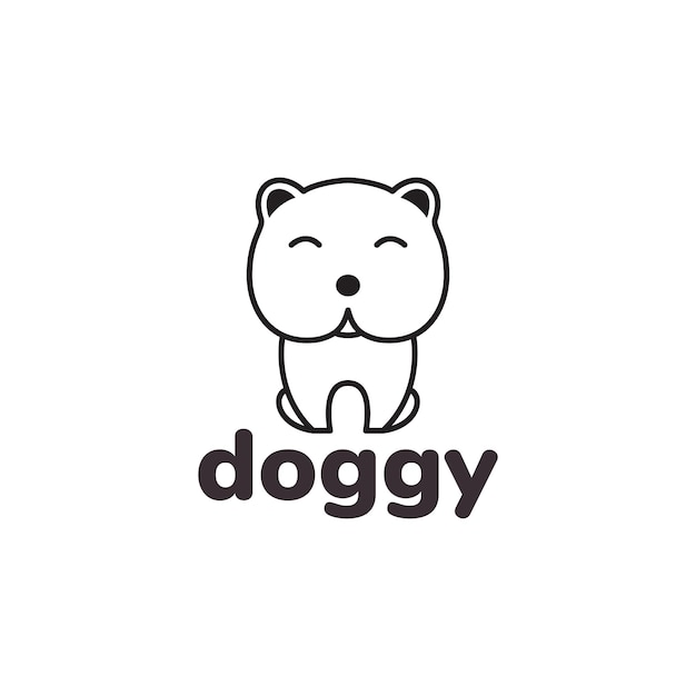 Fat cute doggy sitting logo design vector graphic symbol icon sign illustration creative idea