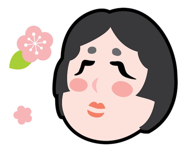 Vector a fat faced woman of setsubun.